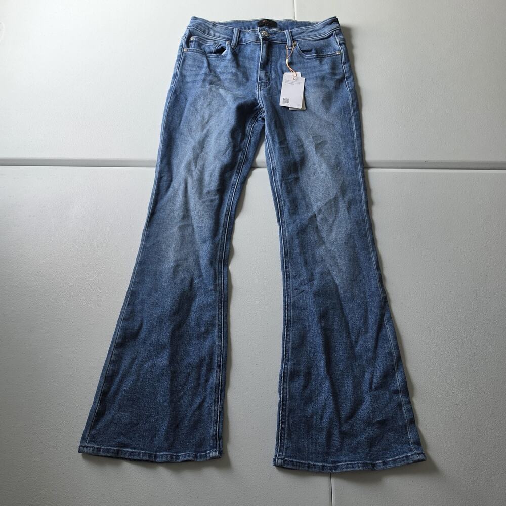 Quince Luna Stretch Flare Jeans Womens 28 Seaside Blue Medium Wash Stretch Denim